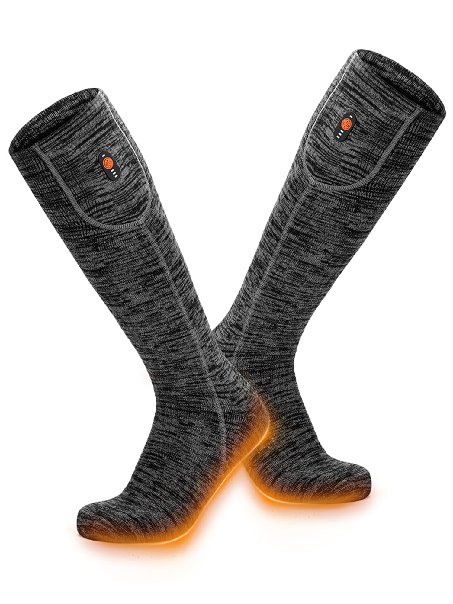 ORORO Heated Socks Rechargeable for Men and Women with Battery Pack（Flecking Grey,L）