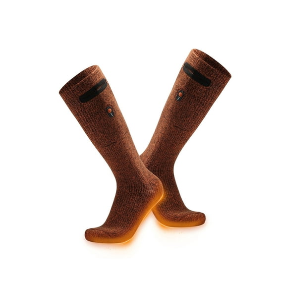 ORORO Heated Socks for Men and Women, Unisex Heated Socks Rechargeable for Cold Winter (Orange, L)