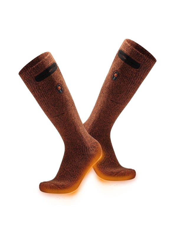 Heated Socks for Men and Women, Unisex Heated Socks Rechargeable for Cold Winter (Orange, M)