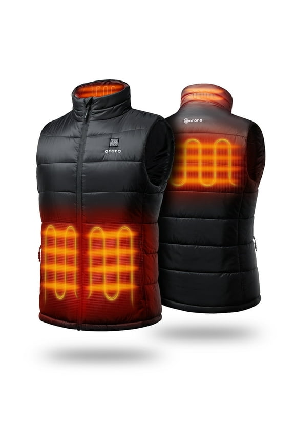 Heated Vest for Men with Battery, Battery Powered Heating Vest for Hiking Skiing Camping (Jet Black, L)