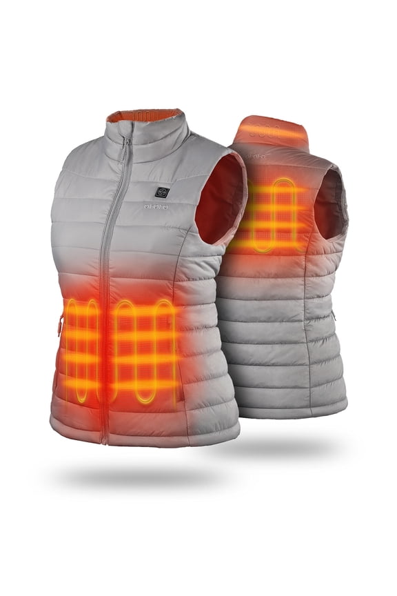 Heated Vest for Women with Battery, Battery Powered Heating Vest for Hiking Skiing Camping (Sharkskin Gray, M)