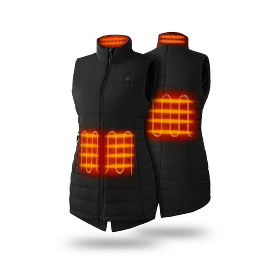 ORORO Long Heated Vest for Women with Battery, Heated Long Puffer Vest for Winter Outdoors (Black, L)