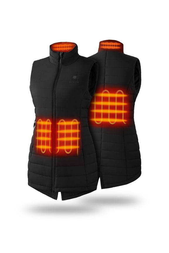 Long Heated Vest for Women with Battery, Heated Long Puffer Vest for Winter Outdoors (Black, L)