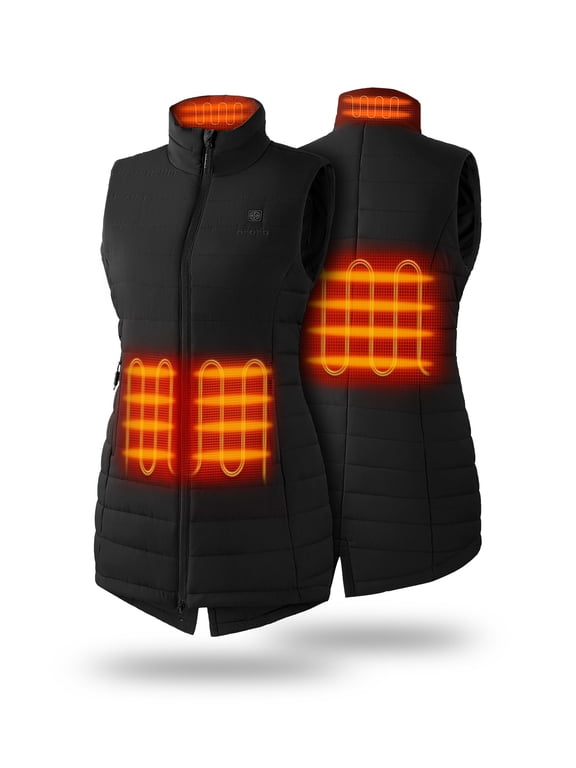 Long Heated Vest for Women with Battery, Heated Long Puffer Vest for Winter Outdoors (Black, S)