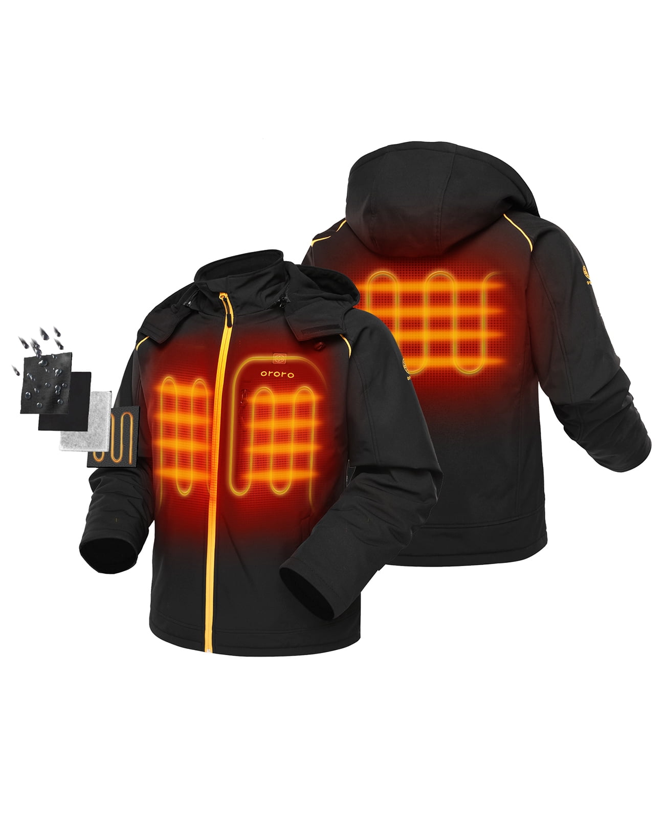 ORORO Men Heated Jacket Kit With Detachable Fleece Hood and Battery