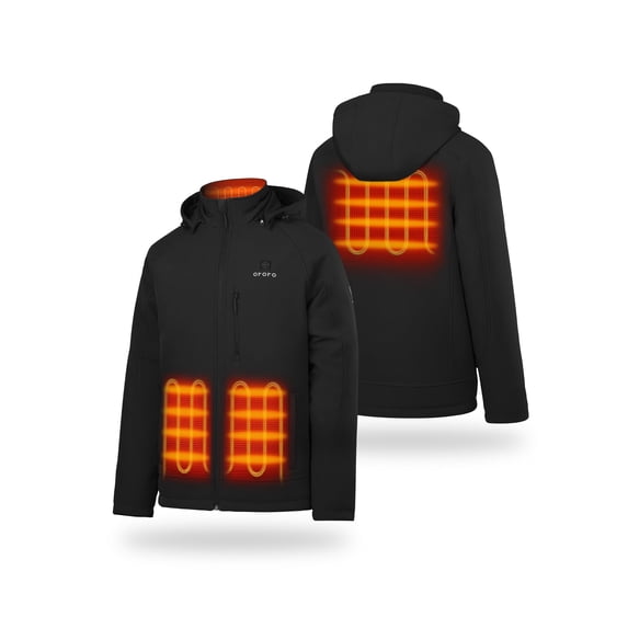 ORORO Men's 4-Zone Heated Jacket with Battery and Removable Hood, Outdoor Winter Heated Coat for Hiking Skiing Camping (Black,3XL)