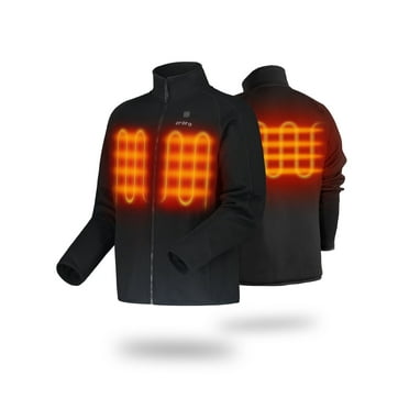 ORORO Men's Full-Zip Heated Fleece Jacket with Battery, Fleece Heated Jacket for Winter Outdoors (Black,L)