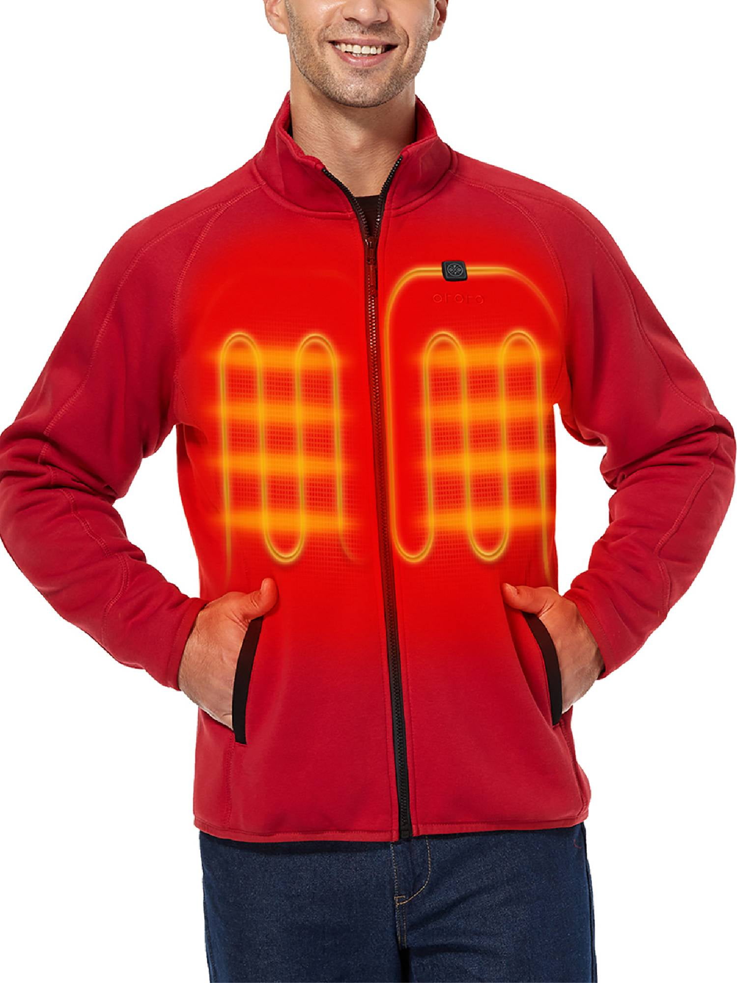ORORO Men‘s FullZip Heated Fleece Jacket with Battery, Fleece Heated Jacket for Winter Outdoors
