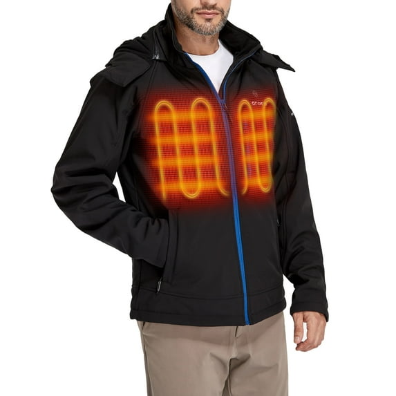 ORORO Men's Heated Jacket with Battery, Heating Jacket with Removable Hood for Winter Outdoors (Black/Blue, 3XL)