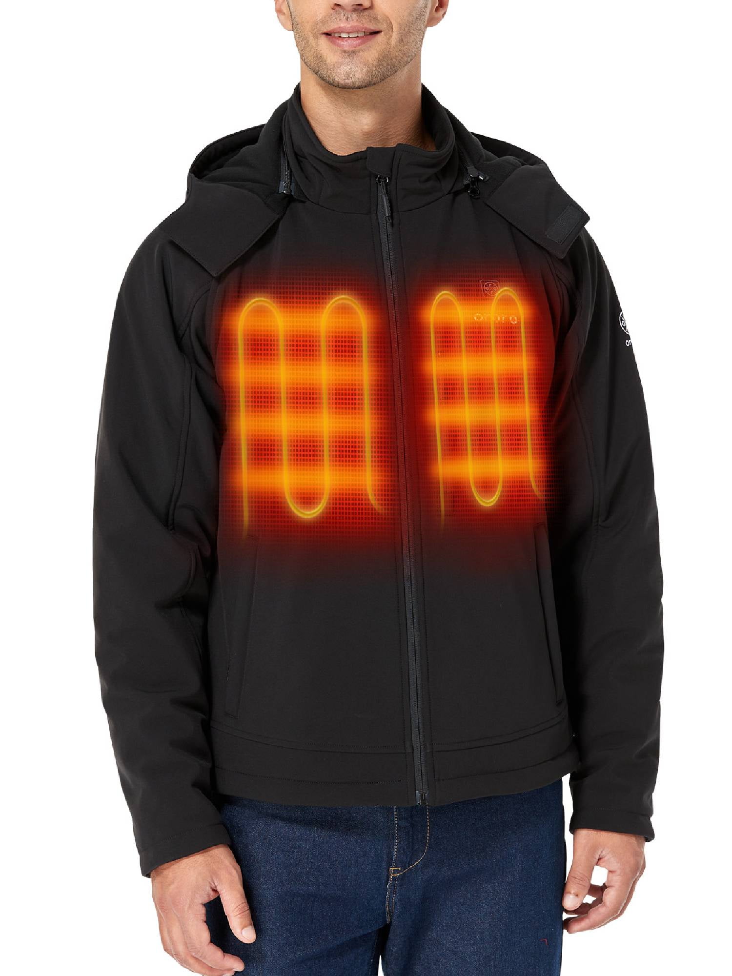 ORORO Men’s Heated Jacket with Battery, Heating Jacket with Removable Hood for Winter Outdoors