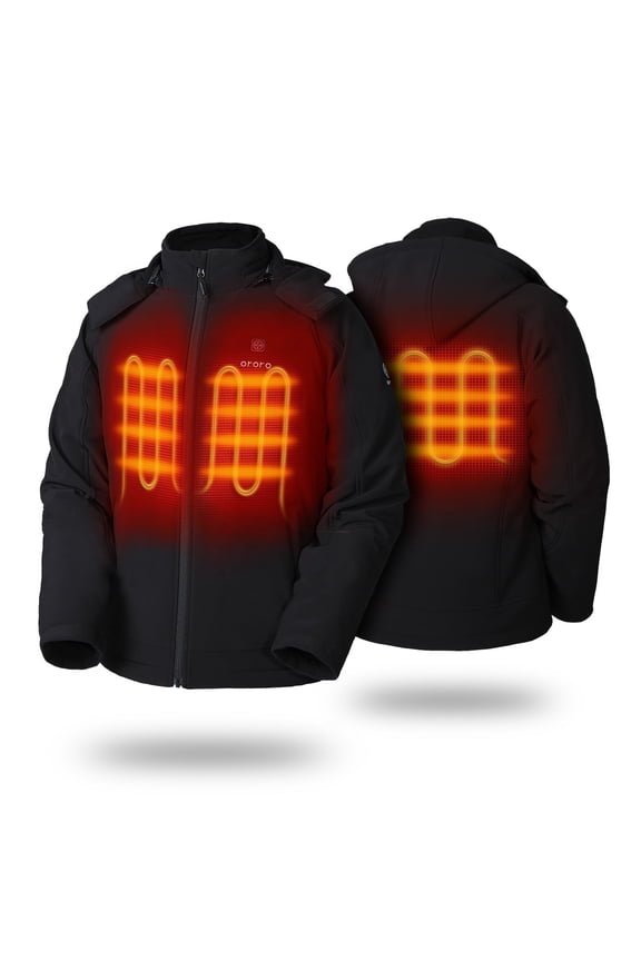 Men's Heated Jacket with Battery and Detachable Hood, Battery Powered Heating Jacket for Hiking Skiing Camping (Neutral Black, M)