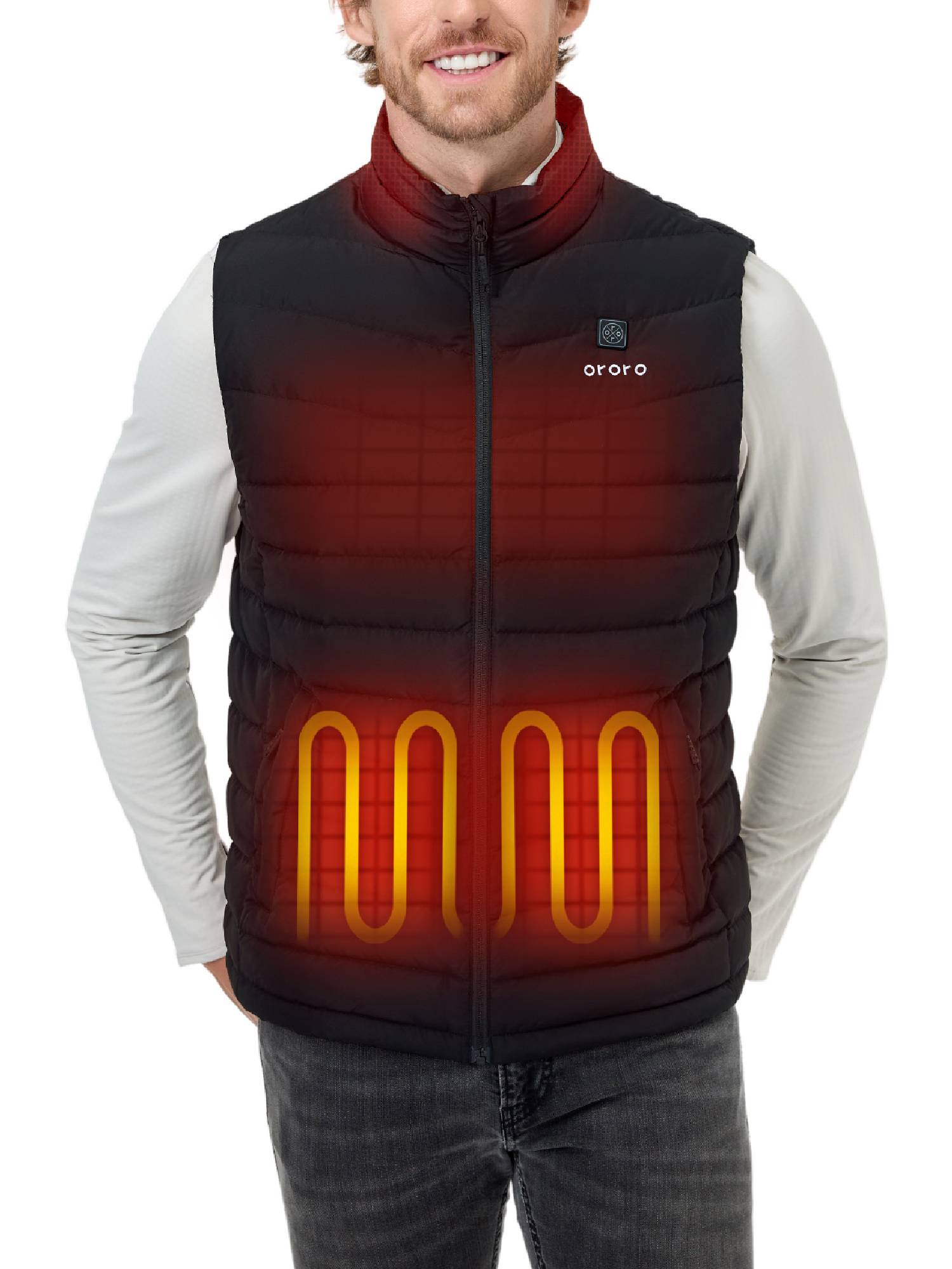 ORORO Men's Heated Lightweight Down Vest with AllNew Battery Pack