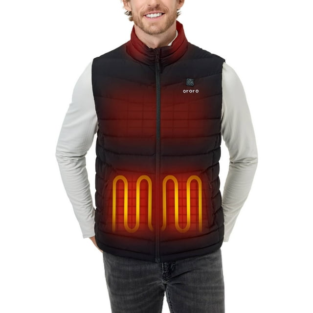 ORORO Men's Heated Lightweight Down Vest with AllNew Battery Pack