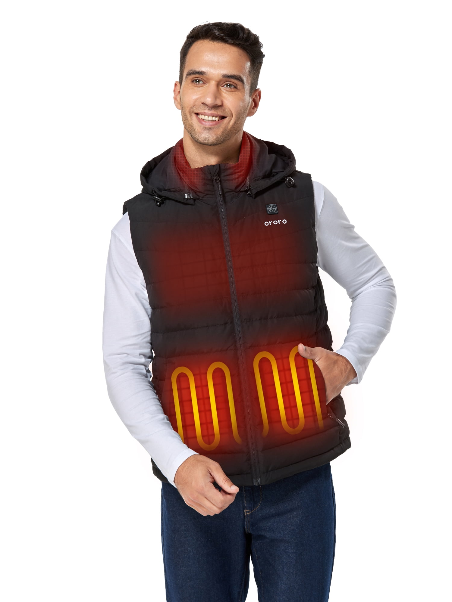 ORORO Men's Heated Lightweight Down Vest with AllNew Battery Pack