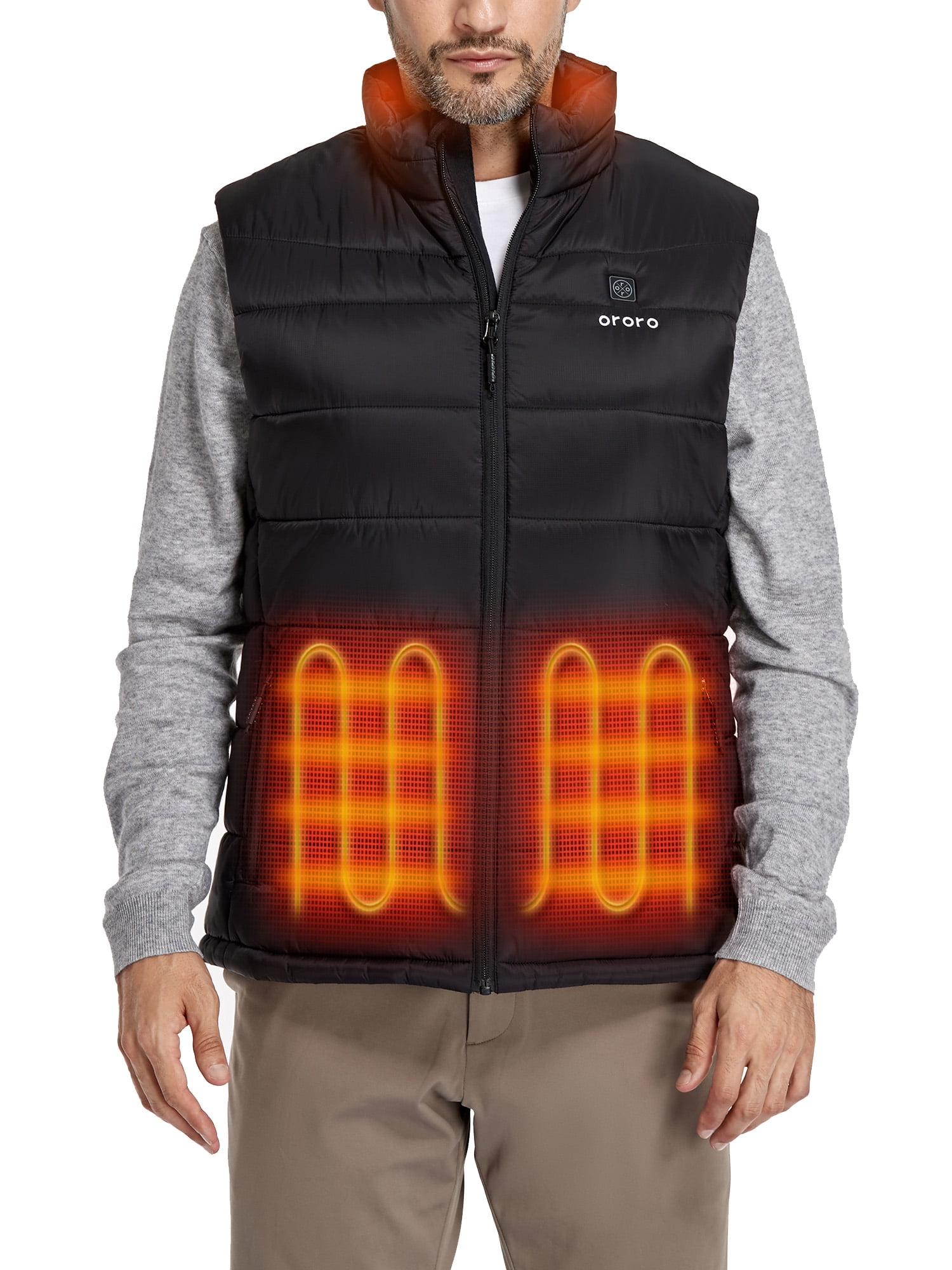 Free Shipping ORORO Men s Heated Vest with Battery Heating Vest for Hiking Skiing Outdoors Neutral Black S Walmart