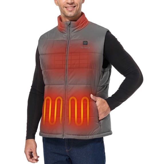 ORORO Men's Heated Vest with Battery, Heating Vest for Hiking Skiing Outdoors (Dark Gray,L)