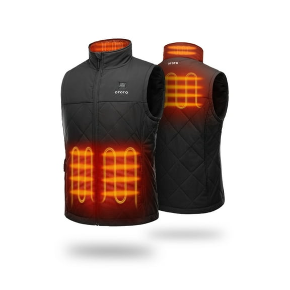 ORORO Quilted Heated Vest for Men with Battery, Lightweight Heating Vest for Hiking Skiing Camping (Black, XL)