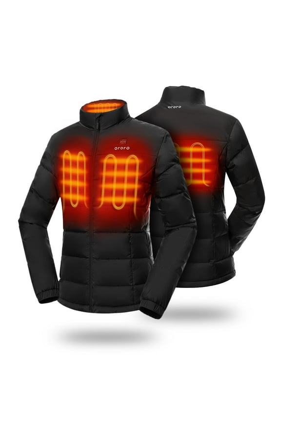 Puffer Heated Jacket for Women with Battery, Heating Jacket for Hiking Skiing Camping (Black, M)