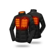 ORORO Puffer Heated Jacket for Women with Battery, Heating Jacket for Hiking Skiing Camping (Black, XL)