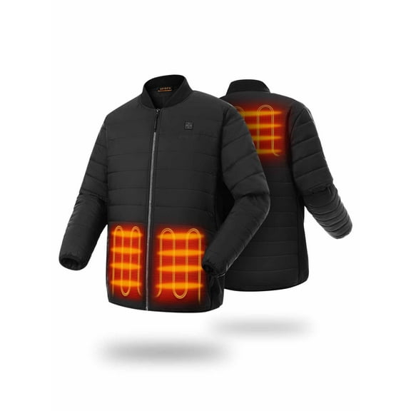 ORORO Puffer Lightweight Heated Jacket for Men with Battery, Heating Jacket for Hiking Skiing Camping (Black, L)