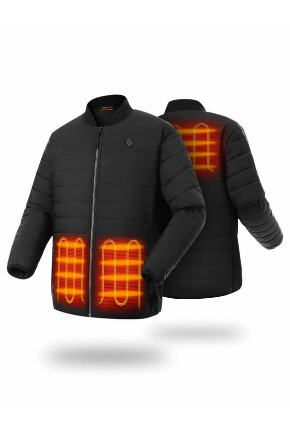 Puffer Lightweight Heated Jacket for Men with Battery, Heating Jacket for Hiking Skiing Camping (Black, XL)