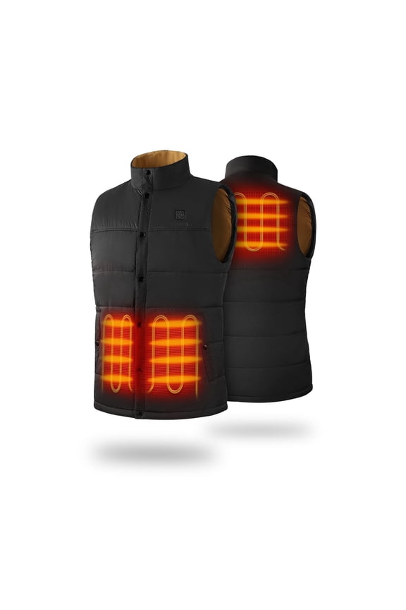 Puffer Lightweight Heated Vest for Men with Battery, Heating Vest for Winter Outdoors (Black, 2XL)