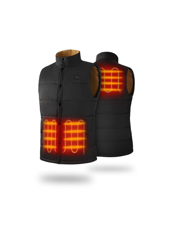 Puffer Lightweight Heated Vest for Men with Battery, Heating Vest for Winter Outdoors (Black, XL)