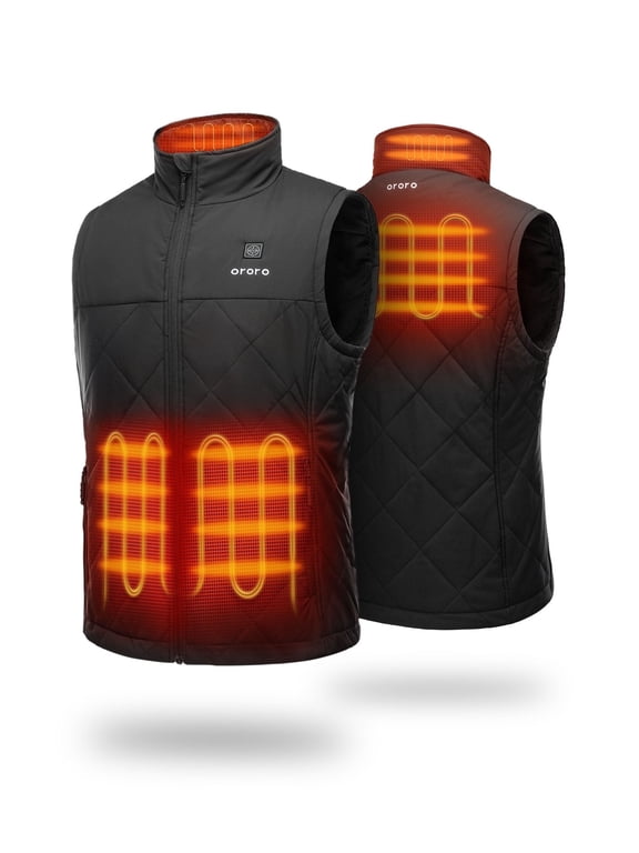 Quilted Heated Vest for Men with Battery, Lightweight Heating Vest for Hiking Skiing Camping (Black, L)
