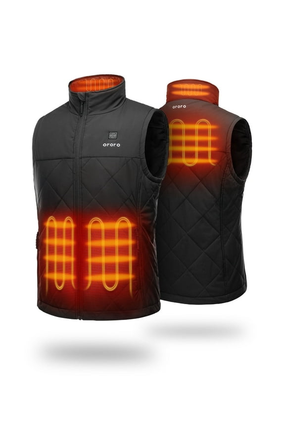 Quilted Heated Vest for Men with Battery, Lightweight Heating Vest for Hiking Skiing Camping (Black, L)