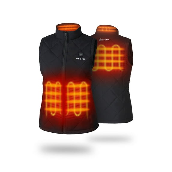 ORORO Quilted Heated Vest for Women with Battery, Lightweight Heating Vest for Hiking Skiing Camping (Neutral Black, L)