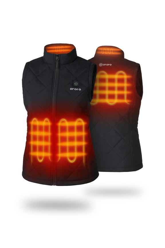 Quilted Heated Vest for Women with Battery, Lightweight Heating Vest for Hiking Skiing Camping (Neutral Black, S)