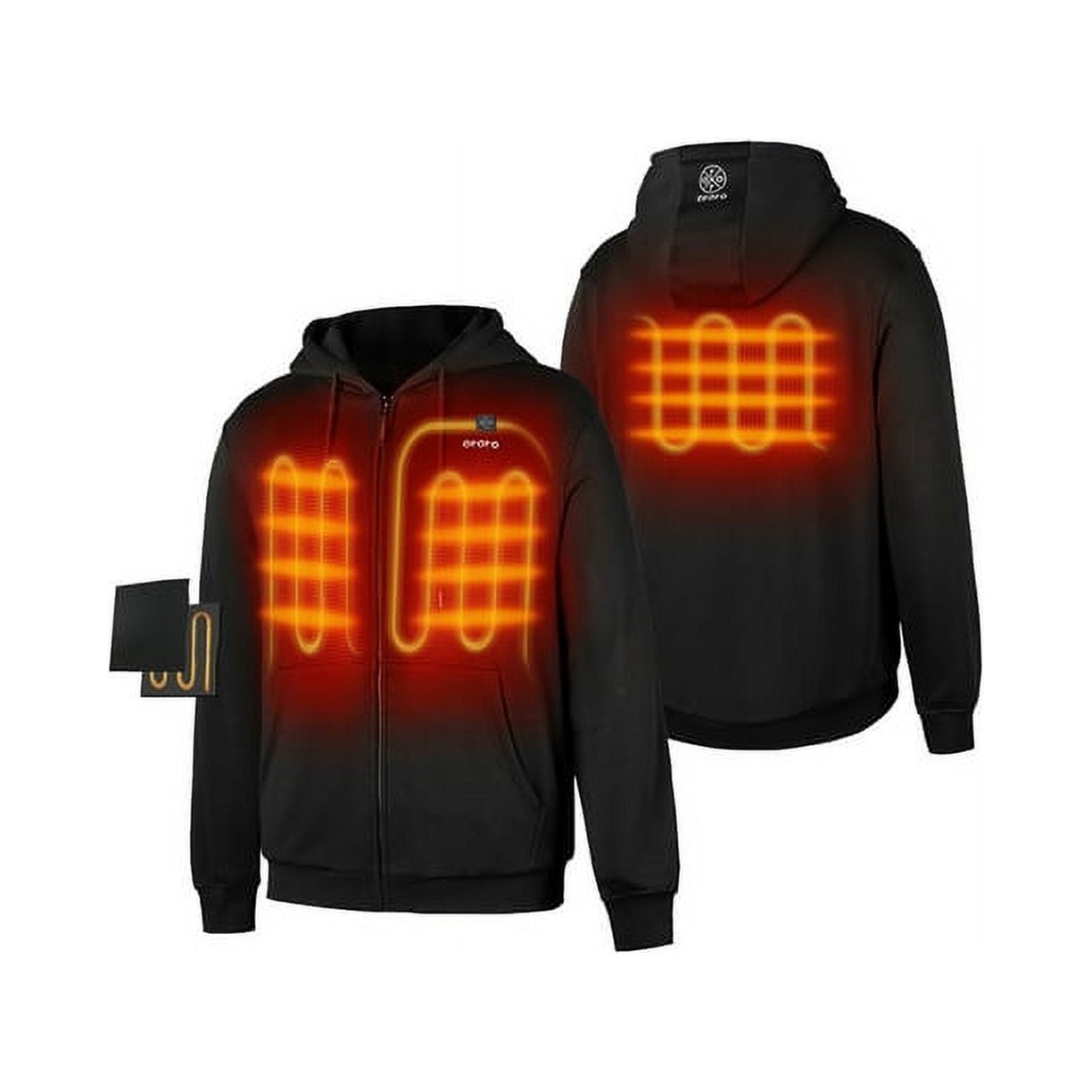 ORORO Unisex Heated Fleece Hoodie with All-New Battery Pack (Black,2XL)