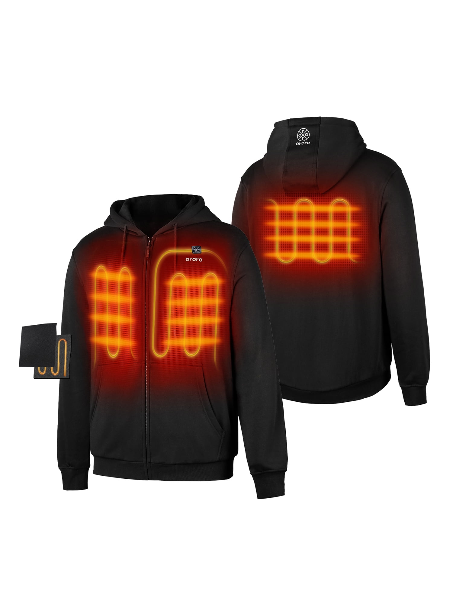 ORORO Unisex Heated Fleece Hoodie with Battery Pack (Black,M)