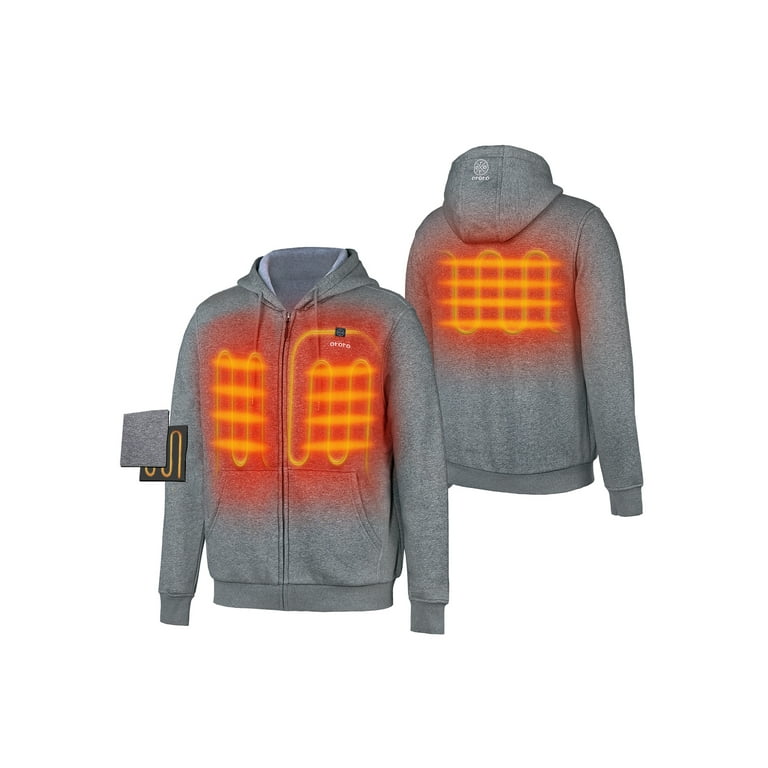 ORORO Unisex Heated Fleece Hoodie with Battery Pack Grey 2XL