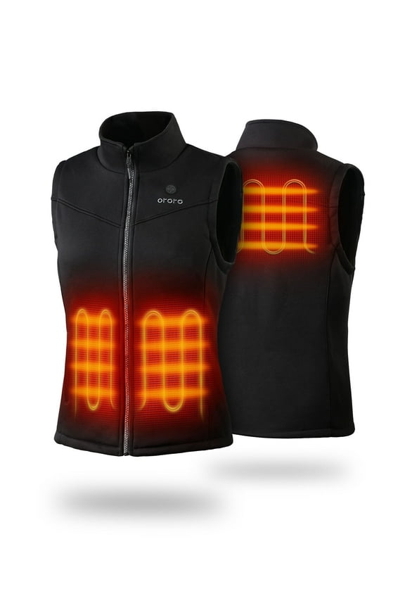 Women's Fleece Heated Vest with Battery, Heating Vest Electric Base Layer for Winter Outdoors (Black, M)