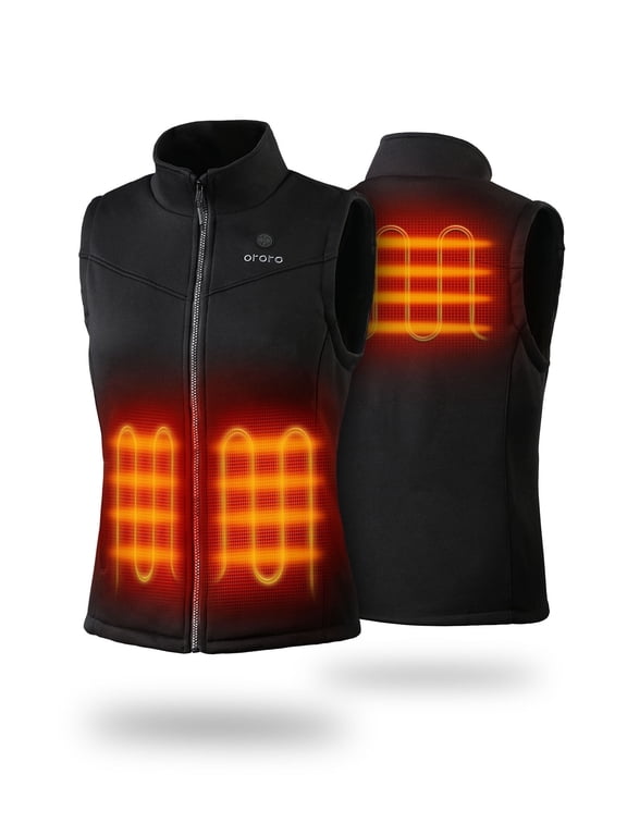 Women's Fleece Heated Vest with Battery, Heating Vest Electric Base Layer for Winter Outdoors (Black, M)