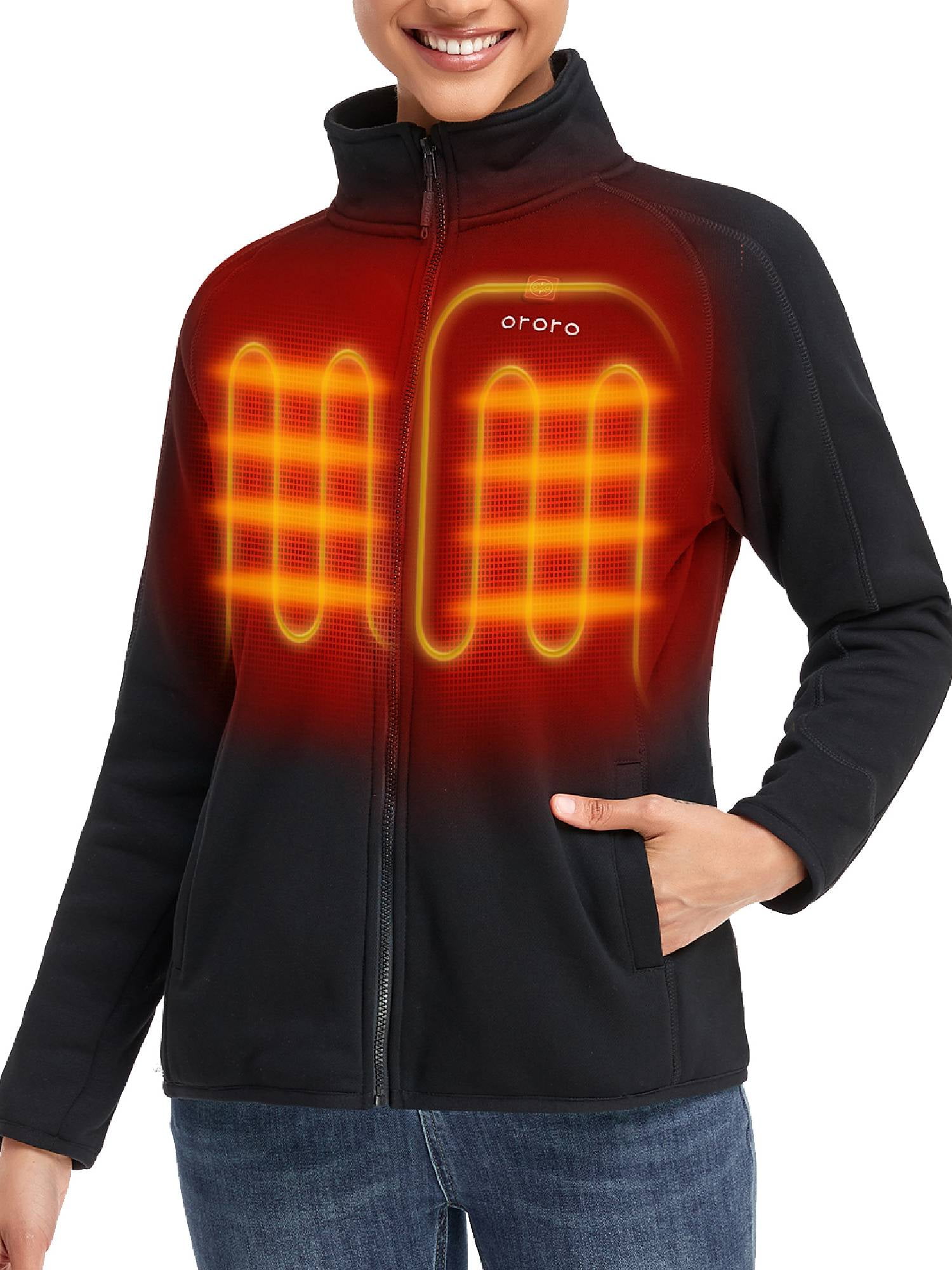 ORORO Women's FullZip Heated Fleece Jacket with Battery, Fleece Heated