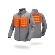 ORORO Women's Full-Zip Heated Fleece Jacket with Battery, Fleece Heated Jacket for Winter Outdoors (Black,L)