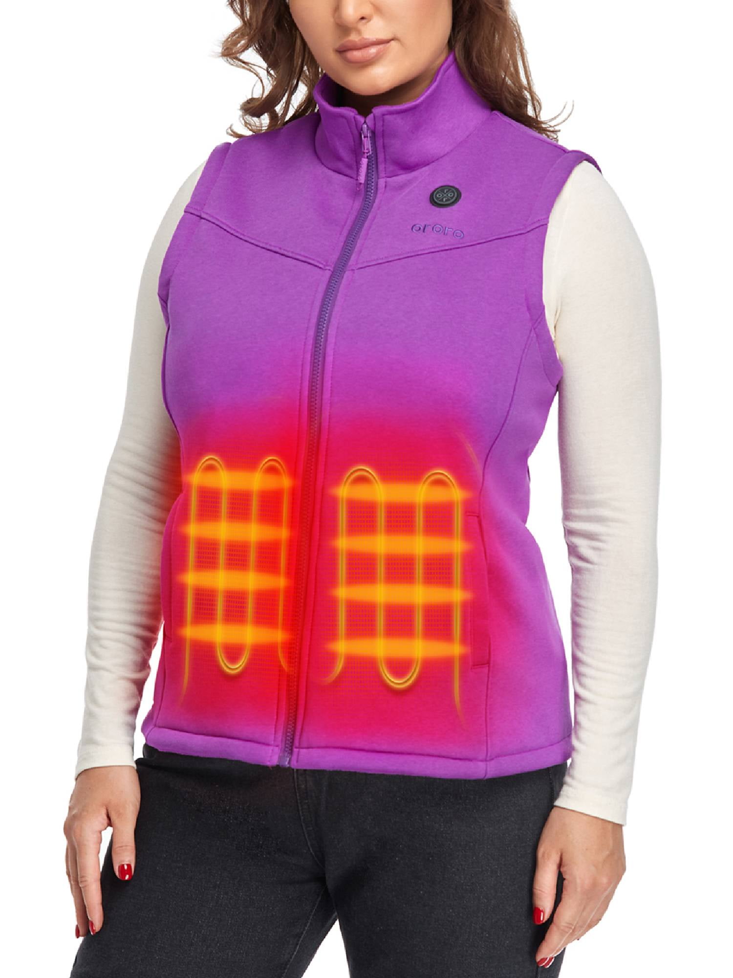 ORORO Women's Heated Fleece Vest with Battery Pack (Purple,L)