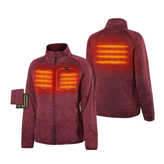 ORORO Women's Heated Jacket-Full Zip Fleece Jacket with Battery Pack