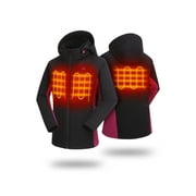 ORORO Women’s Heated Jacket with Battery, Heating Jacket with Removable Hood for Winter Outdoors (Black/Purple,2XL)