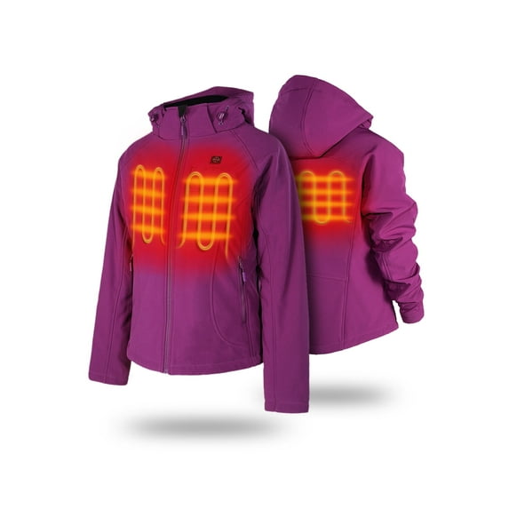 ORORO Women’s Heated Jacket with Battery, Heating Jacket with Removable Hood for Winter Outdoors (Purple,L)