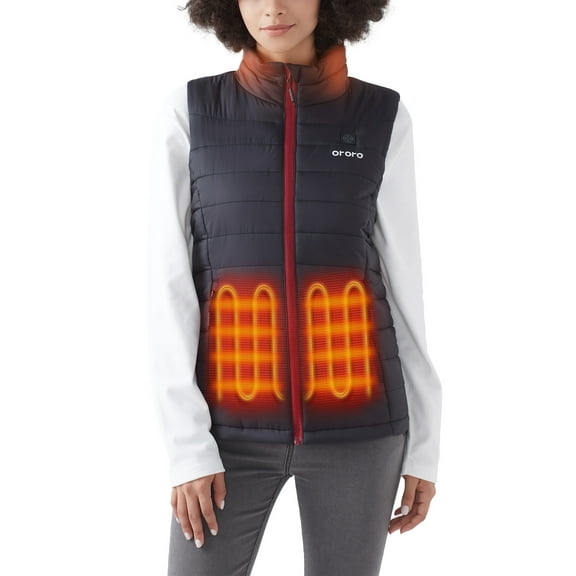 ORORO Women’s Heated Vest with Battery, Heating Vest for Hiking Skiing Outdoors (Black,M)