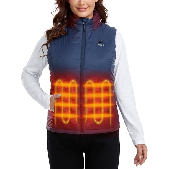 ORORO Women's Heated Vest with Battery, Heating Vest for Hiking Skiing Outdoors (Blue,L)