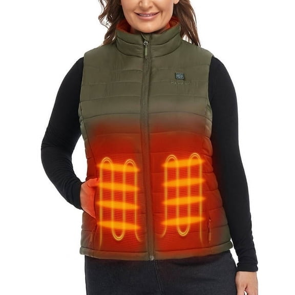 ORORO Women's Heated Vest with Battery, Heating Vest for Hiking Skiing Outdoors (Green,S)