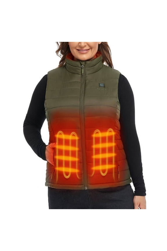 Women's Heated Vest with Battery, Heating Vest for Hiking Skiing Outdoors (Green,S)