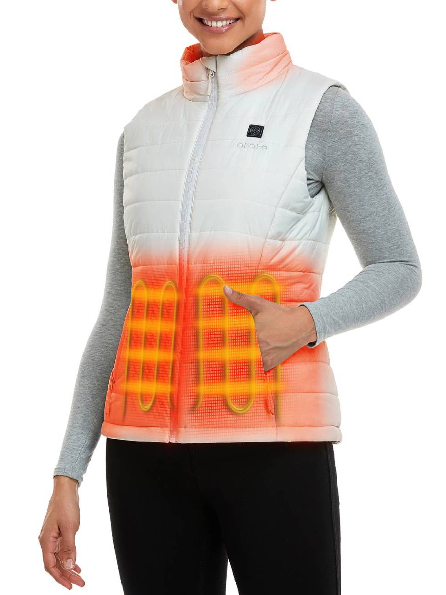 ORORO Women’s Heated Vest with Battery, Heating Vest for Hiking Skiing Outdoors (White,S