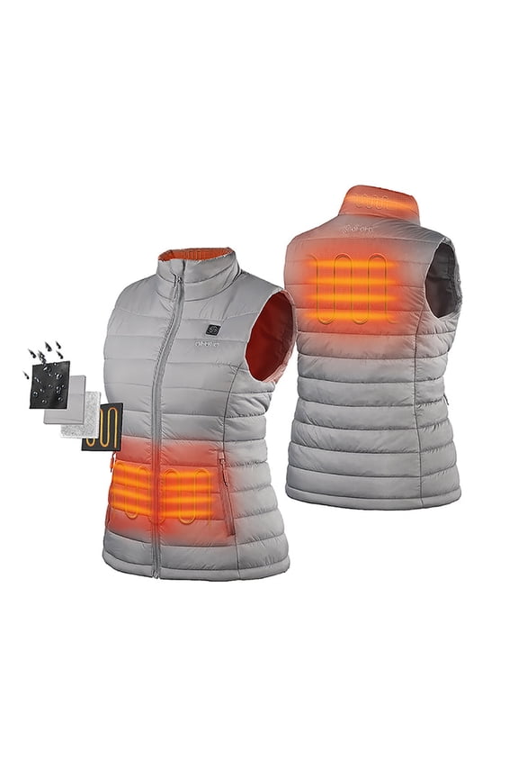 Women's Lightweight Heated Vest with Battery Pack (Gray,M)