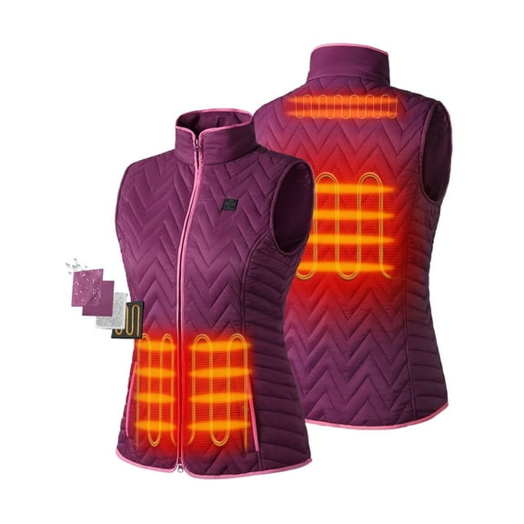 ORORO Women's Quilted Heated Vest with Battery, Lightweight Heated Chevron Quilted Vest (Purple, M)