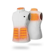 ORORO Quilted Heated Vest for Women with Battery, Lightweight Heating Vest for Hiking Skiing Camping (White, L)